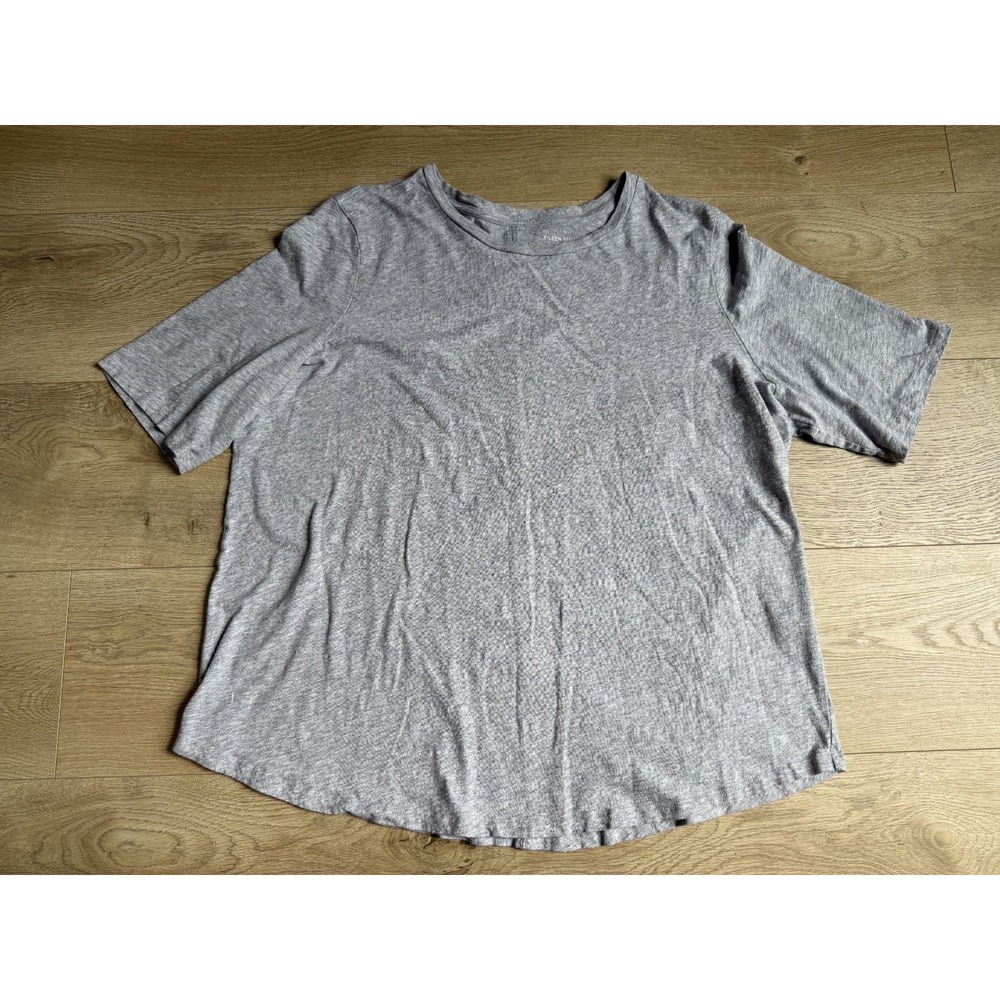 EUC Eileen Fisher gray elbow sleeve 100% cotton t-shirt melange jersey size XL